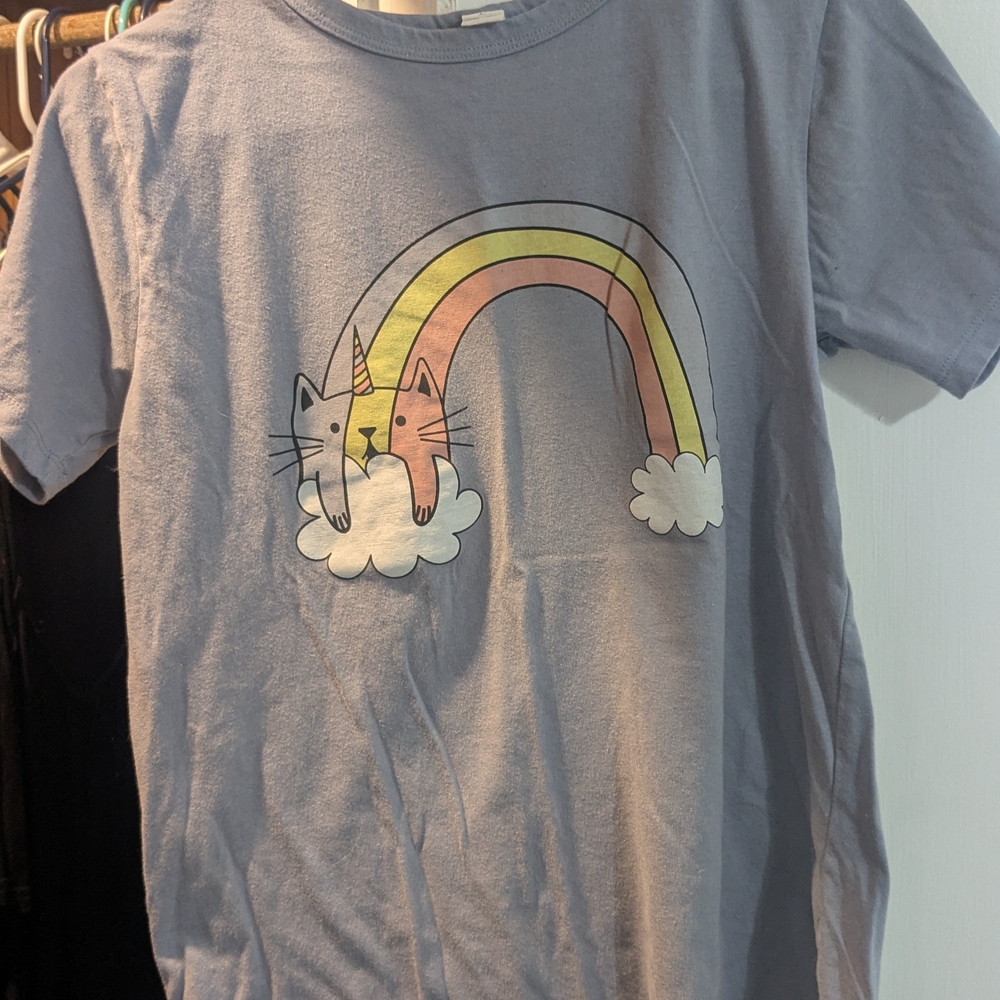 Unicorn Cat Rainbow Tee